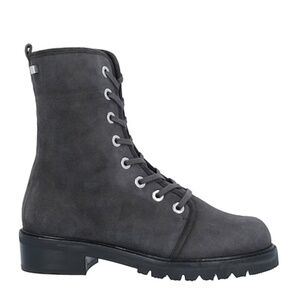 NEW Stuart Weitzman Super Soft Suede Lace Up Combat Boot in Dark Gray Sz…